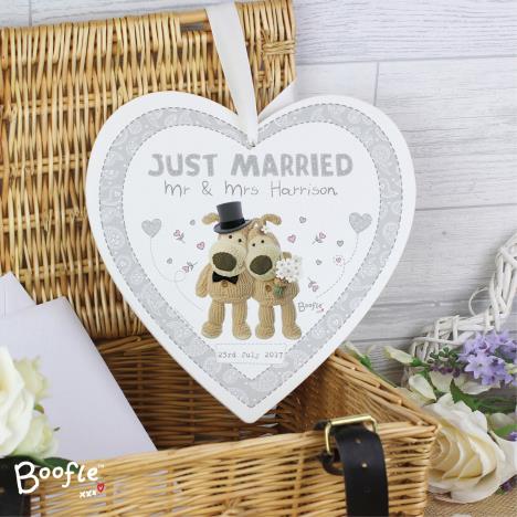 Personalised Boofle  Wooden Heart Wedding Large Decoration Extra Image 1
